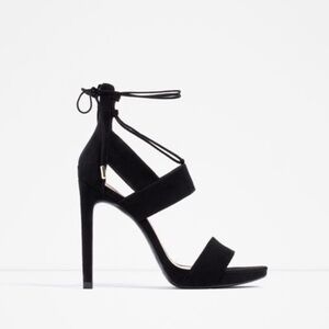 Zara TRF Black Suede Heels 39